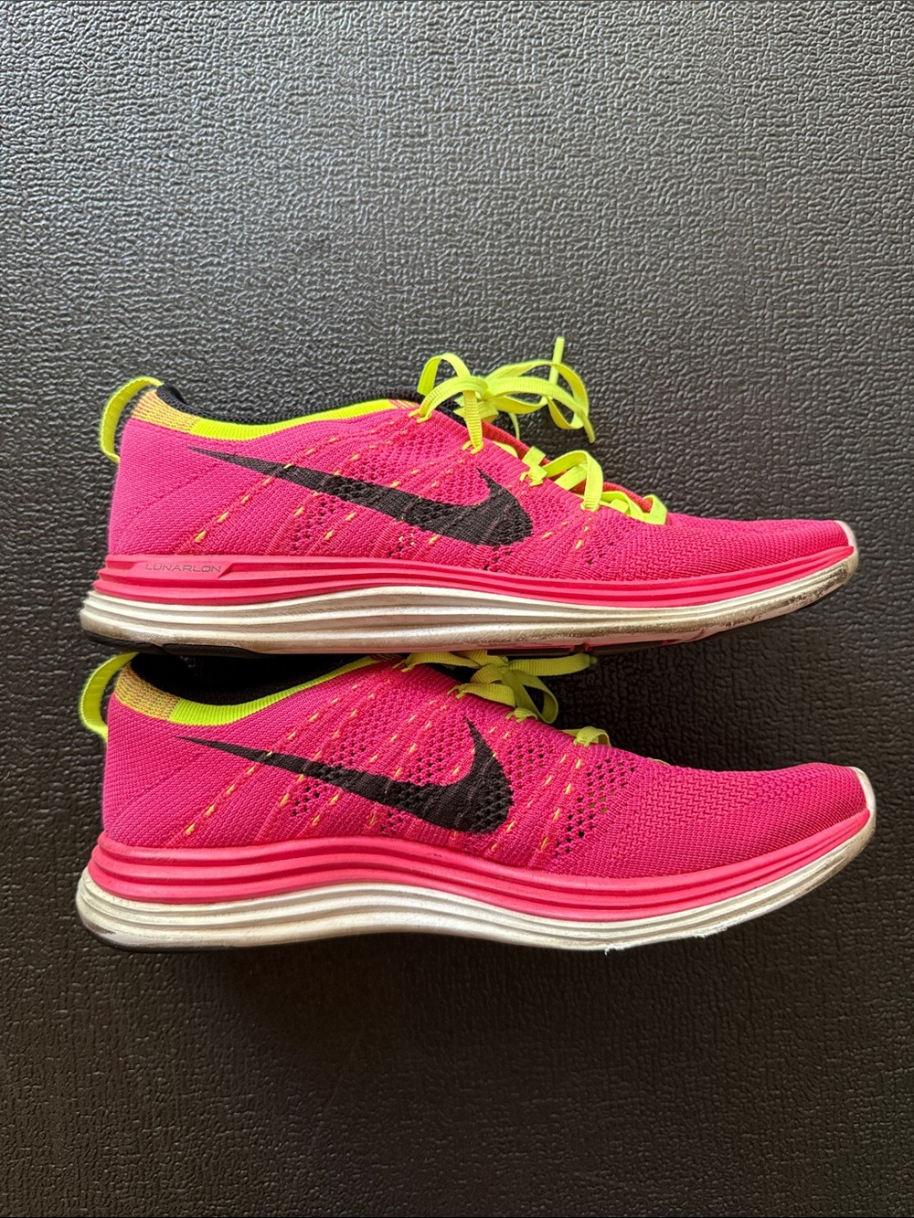 Nike Women’s Flyknit Running Shoes - Hot Pink with Neon Yellow